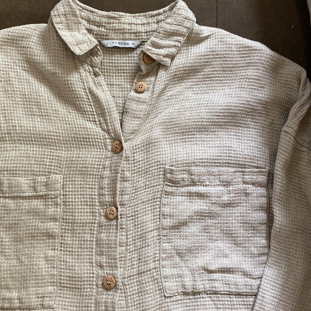 Vika Waffle Linen Button Down Shirt - Picture 3 of 9